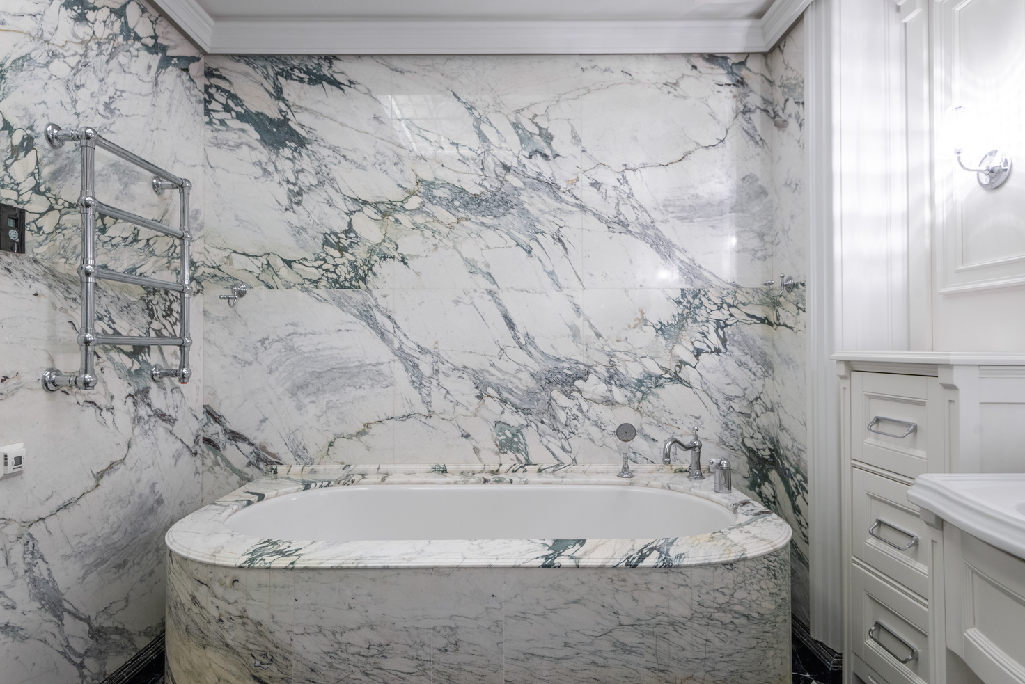 A Bathtub Near the Marble Wall